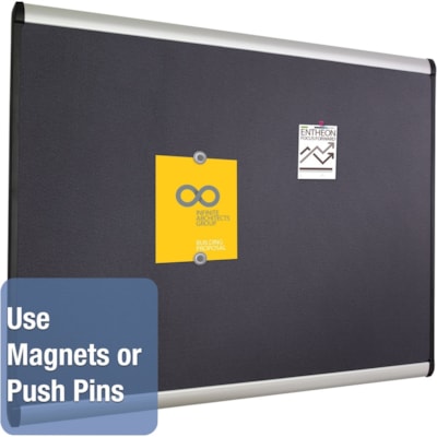 Quartet Prestige Plus Magnetic Bulletin Board - 24" (609.60 mm) Board Height x 36" (914.40 mm) Board Width - Gray Fabric Surface - Magnetic, Self-healing, Durable - Silver Aluminum Frame - 1 Each BULLETIN BOARD 3' X 2' MAGNETIC