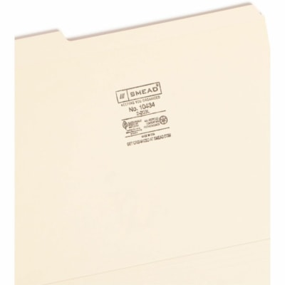 Smead 1/3 Onglet coupé format lettre Recyclé Chemise à dossier à onglet supérieur - 8 1/2 po (215,90 mm) x 11 po (279,40 mm) - Haut Position supérieure - Variées Position d'onglet - Manille - 10% Recyclé - 100 / boîte REINFORCED 1/3-CUT TAB LETTER SIZE