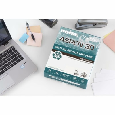 Aspen 30 Multi-use Copy Paper - 92 Brightness - Letter - 8 1/2" (215.90 mm) x 11" (279.40 mm) - 20 lb (9071.85 g) Basis Weight - Smooth - Jam-free, Acid-free - White - 2500 / Carton PREMIUM COPY PAPER 8.5 X 11" 2500 PAGES