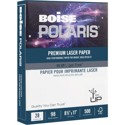 Polaris Laser Paper - 97 Brightness - Letter - 8 1/2" (215.90 mm) x 11" (279.40 mm) - 28 lb (12700.59 g) Basis Weight - Smooth - Jam-free, Double-sided - Bright White - 500 Sheet 500/PK WHT REPLACING LL1032