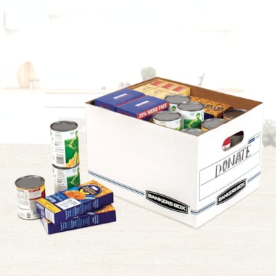 Bankers Box Light Duty Storage/File Box - External Dimensions: 15" (381 mm) Width x 12" (304.80 mm) Depth x 10" (254 mm) Height - Media Size Supported: Letter, Legal - Lift-off Closure - Light Duty - Stackable - White - For File - Recycled - 1 Each WHITE EXTERIOR 50% PCW REMOVABLE LID FELLOWES