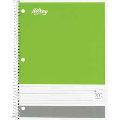 Hilroy - Cahier à spirales - 100 Feuilles - 200 Pages - Avec ligne Réglure - format lettre - Papier Blanc - Couverture Noir, Rose, Gris, Vert, Bleu - Fiches - 1 chaque 200 PAGES 