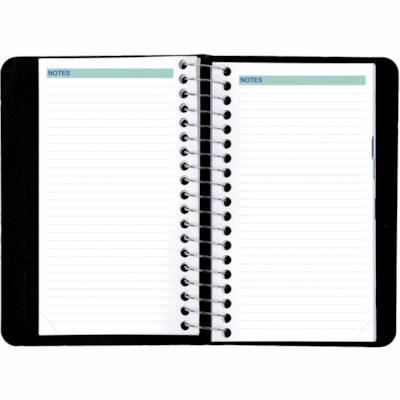 Blueline 2026 12-Month Daily Pocket Planner - January to December - 6" x 3-1/2" - Black - Bilingual - Daily - 12 Month - January 2026 to December 2026 - 7:00 AM to 7:30 PM - Half-hourly - 1 Day Single Page Layout - 3 1/2" (88.90 mm) x 6" (152.40 mm) Sheet Size - Spiral Bound - Black - Paper - Biling  