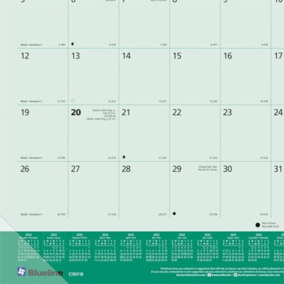 Blueline 2026 Imagine 12-Month Monthly Desk Pad/Calendar - January to December - 22" x 17" - Canadian Provinces - Bilingual - Julian Dates - Monthly - 12 Month - January 2026 to December 2026 - 1 Month Single Page Layout - 22" (558.80 mm) x 17" (431.80 mm) Sheet Size - Desk Pad - Vinyl - Bilingual,   
