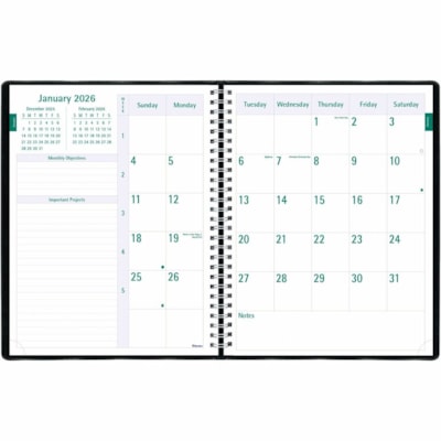 Blueline 2026 Timanager 13-Month Weekly Planner - December to December - 11" x 8-1/2" - Black - English - Weekly, Monthly - 13 Month - December 2025 to December 2026 - 7:00 AM to 6:30 PM - Half-hourly - 1 Week Single Page Layout - Letter - 8 1/2" (215.90 mm) x 11" (279.40 mm) Sheet Size - Twin Wire   