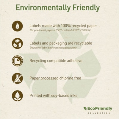 Avery - Etiquette d'expédition EcoFriendly - largeur de 2 po (50,80 mm) x longueur de 4 po (101,60 mm) - Permanent Adhésif - Rectangulaires - Laser, Jet d'encre - Mate - Blanc - Papier - Recyclable, Sans PVC, Adhésif permanent, Personnalisables, Sans chlore, Encre à base d' RESPECTUEUX DE L'ENVIRONNEMENT 10/FLLE  100FLLE/BTE  1000/BTE