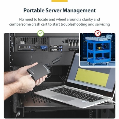 StarTech.com KVM Console to USB 2.0 Portable Laptop Crash Cart Adapter, Compact Notebook/Netbook KVM to USB Portable KVM Console, TAA - Turn any laptop into a console for headless servers, PCs, ATMs, kiosks and more - usb crash cart adapter - laptop crash cart - laptop kvm console -portable crash ca USB 2.0 Portable Laptop Crash Cart Adapter turns y