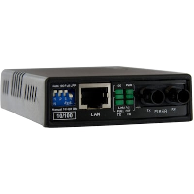 StarTech.com 10/100 Multi Mode Fiber Copper Fast Ethernet Media Converter ST 2 km - Convert and extend a 10/100 Mbps Ethernet connection up to 2 km over Multi Mode ST fiber - fiber converter - ethernet media converter - fibre converter - 10/100 media converter - utp to fiber  PERP 
