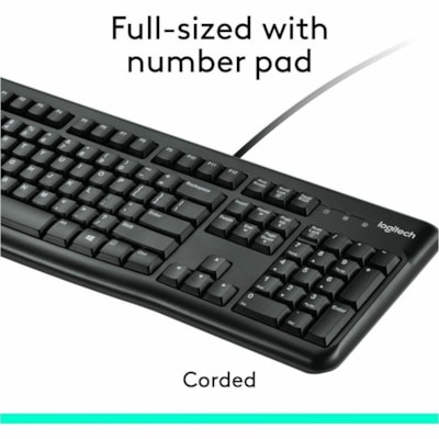 Logitech MK120 Desktop Corded Combo Set - USB Cable Keyboard - 104 Key - USB Cable Mouse - Optical - 1000 dpi - 3 Button - Scroll Wheel - Compatible with Computer for PC - 1 Each  
