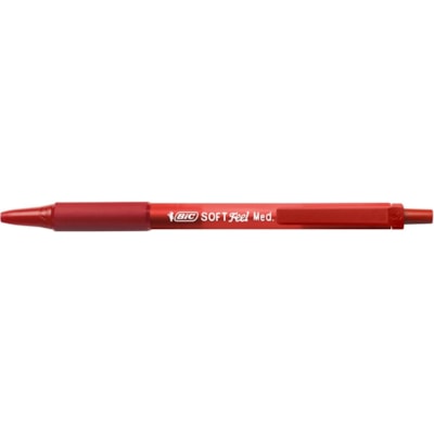 BIC Soft Feel Red Retractable Ballpoint Pens, Medium Point (1.0mm), 12-Count Pack, Red Pens With Soft-Touch Comfort Grip - 1 mm (0.04") Medium Pen Point - Retractable - Red Ink - 12 / Box BIC DISPOSABLE SOFT FEEL 