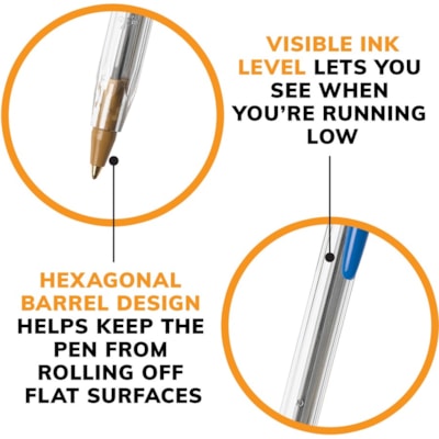 BIC Cristal Xtra Smooth Stic Ball Pen, Blue, 12 Pack - 1 mm (0.04") Medium Pen Point - Blue Ink - Clear Barrel - 12 Pack PLASTIC BARREL DISPOSABLE 