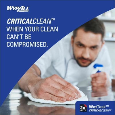 Wypall - Nettoyant de surface CriticalClean Wettask - Pour Multisurface - longueur de 6 po (152,40 mm) x largeur de 12 po (304,80 mm) - Blanc - 140/Rouleau - 6 / Carton  