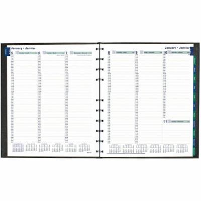 Blueline 2026 MiracleBind CoilPro 12-Months Weekly Planner - January to December - 11" x 9-1/16" - Black - Bilingual - Weekly - 12 Month - January 2026 to December 2026 - 7:00 AM to 8:45 PM - Quarter-hourly - Monday - Friday, 7:00 AM to 4:45 PM - Quarter-hourly - Saturday - 1 Week Double Page Layout  