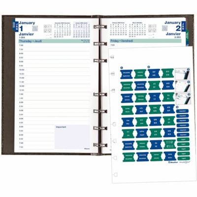 Blueline 2026 MiracleBind CoilPro 12-Month Daily Planner - January to December - 8" x 5" - Black - Bilingual - Daily - 12 Month - January 2026 to December 2026 - 7:00 AM to 7:30 PM - Half-hourly - Monday - Friday, Saturday, Sunday - 1 Day Single Page Layout - 5" (127 mm) x 8" (203.20 mm) Sheet Size   