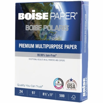 Polaris - Papier à usage multiple - 97 Luminosité - format lettre - 8 1/2 po (215,90 mm) x 11 po (279,40 mm) - 24 lb (10886,22 g) Poids de Base - Standard - Sans bourrage, Double face, Technologie ColorLok, Sans acide - Blanc - 5000 Feuilles - 500 Feuilles per rame 8.5X11 BLANC 