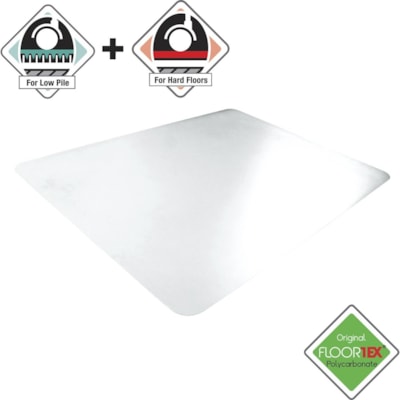 Floortex - Tapis rotège-sol UnoMat - Sol dur, Maison, Bureau - longueur de tapis 60 po (1524 mm) x largeur de tapis 48 po (1219,20 mm) x profondeur de tapis 0,075 po (1,91 mm) x épaisseur de tapis 0,075 po (1,91 mm) - Rectangulaire - Polycarbonate - clair - 1 chaque SMOOTH BACK ANTI-SLIP BOTTOM GREENGUARD CERTIFIED