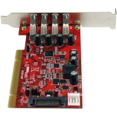 StarTech.com 4 Port PCI SuperSpeed USB 3.0 Adapter Card with SATA/SP4 Power - 5Gbps - 4-Port USB 3.0 PCI/PCI-X Card (USB 3.1 Gen 1/USB 3.2 Gen 1x1) - Achieve speeds up to PCI bus max (1.3Gbps) - Optional SATA/SP4 power - PCI 3.3V/5V 32-bit - Full/low profile brackets - For PCs with PCI slots like De  BOPT 