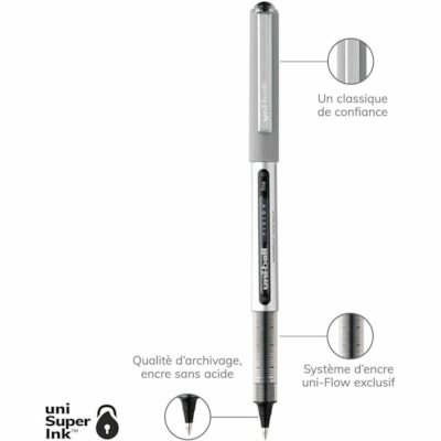 uniball¿ Vision Rollerball Pens - 0.7 mm (0.03") Fine Pen Point - Black Ink - Pigment-based - 1 Each VISION INK WINDOW UNI-FLOW WATER/FADE PROOF DISPOSABLE