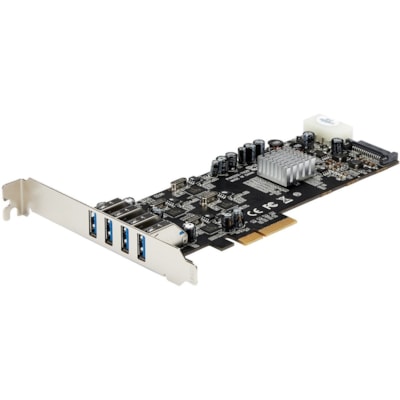 StarTech.com 4 Port PCI Express (PCIe) SuperSpeed USB 3.0 Card Adapter w/ 4 Dedicated 5Gbps Channels - UASP - SATA/LP4 Power - Add four USB 3.0 ports with four independent channels, LP/SATA power, and charging support to your PC through a PCI Express slot - 4 Port PCIe SuperSpeed USB 3.0 Card w/ 4 D ur independent channels  LP/SA TA power  and chargi