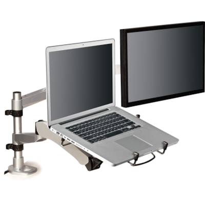 3M Mounting Arm for Flat Panel Display - Silver - Height Adjustable - 20 lb (9071.85 g) Load Capacity - 1 Each SILVER 