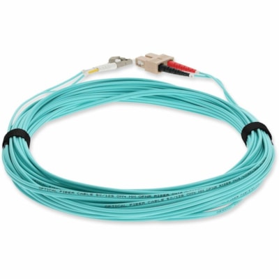 AddOn 9m SC to LC Aqua OM3 Duplex OFNR (Riser-Rated) Fiber Patch Cable - 29.5 ft (9 m) Fiber Optic Network Cable for Network Device, Transceiver/Media Converter - First End: 2 x LC Network - Male - Second End: 2 x SC Network - Male - Patch Cable - LSZH, OFNR, Riser, Plenum - 50/125 µm - Aqua -  CABL 
