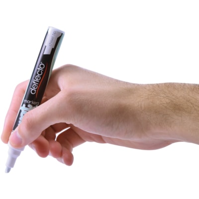 Deflecto Wet Erase Markers - Fine Chisel, Bold Marker Point - White Ink - 4 / Pack SET OF 4 