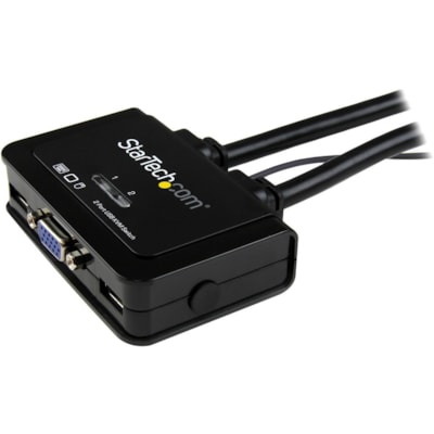 StarTech.com 2 Port USB VGA Cable KVM Switch - USB Powered with Remote Switch - Control two VGA, USB-equipped PCs with a single monitor, keyboard, and mouse peripheral set - 2 Port USB VGA Cable KVM Switch - USB Powered with Remote Switch - KVM with VGA - Dual Port VGA KVM Switch - Two Port VGA USB   PERP 
