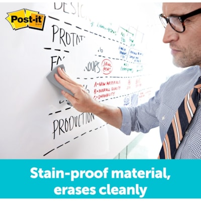 Post-it® - Rouleau effaçable à sec DEF3X2 - Surface Blanc - largeur de 24 po (609,60 mm) x longueur de 36 po (914,40 mm) - Film Blanc - Rectangle - Souple, Ant-tache, Autocollant - 1 / emballage DEF3X2-C  .609 M X .914 M 