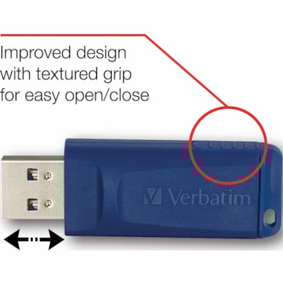 Verbatim 128GB USB Flash Drive - Blue - 128 GB - USB 2.0 Type A - Blue - 5 Year Warranty - 1 Each  USB FLASH DRIVE BUILT-IN MICROBAN