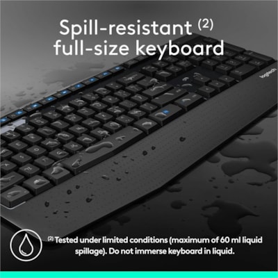 Logitech Wireless Combo MK345 - USB Wireless RF 2.40 GHz Keyboard - Black - USB Wireless RF Mouse - Optical - 1000 dpi - Scroll Wheel - Black - On/Off Switch Hot Key(s) - Right-handed - AAA, AA - Compatible with Computer for PC WIRELESS - 2.4 GHZ 