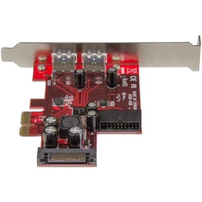 StarTech.com 4 Port PCI Express USB 3.0 Card - 5Gbps - 2 External & 2 Internal (IDC) - SATA Power - Add front or rear panel USB 3.0 ports to your computer case using USB 3.0 motherboard-style headers - 4 Port PCI Express USB 3.0 Card - 2 External & 2 Internal - SATA Power - UASP Support - 2 Internal DBOPT 