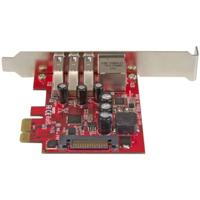 StarTech.com 3 Port PCI Express USB 3.0 Card + Gigabit Ethernet - 5Gbps - Running low on expansion slots? Merge USB 3.0 and GbE into a single PCIe combo card - 3 Port PCI Express USB 3.0 Card + Gigabit Ethernet - Fits Standard & Low-Profile PCs - UASP - SATA Power - USB 3 with Network Adapter Card - DBOPT 