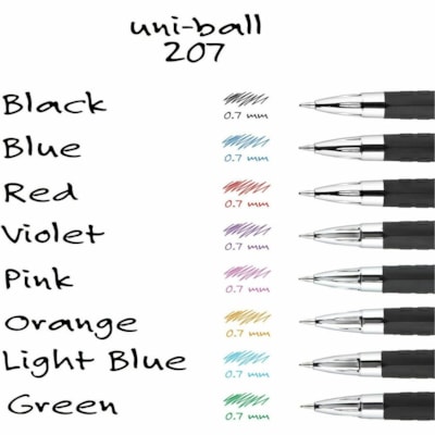 uniball(tm) 207 Gel Pen - 0.7 mm (0.03") Medium Pen Point - Refillable - Retractable - Black Ink - Pigment-based - 36 / Pack  