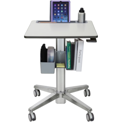 Ergotron - Bureau d'étudiant LearnFit - Top Stratifiés haute pression (HPL) Rectangulaire - Base Mélamine - 15 lb (6,80 kg) Capacité - Hauteur réglable - 33,5 po (850,90 mm) à 48,5 po (1231,90 mm) Adjustment - longueur du plateau de table 24 po (609,60 mm) x l   worksurface avec intergated cupholder   tablette
