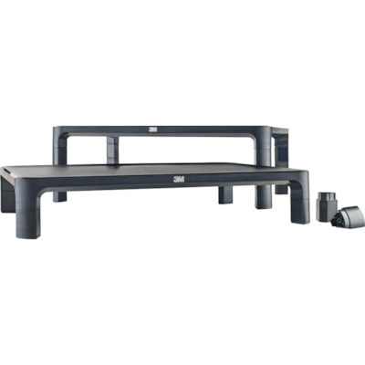 3M Adjustable Monitor Stand for Monitors and Laptops - 20 lb (9071.85 g) Load Capacity - 5.50" (139.70 mm) Height x 16" (406.40 mm) Width x 12" (304.80 mm) Depth - Desktop - Silver, Black 12 IN X 16 IN X 5.54 IN 