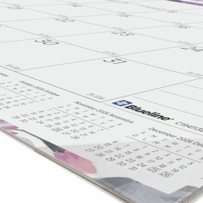Blueline 2026 12-Month Monthly Desk Pad/Calendar - January to December - 22" x 17" - Passion Collection - Bilingual - Julian Dates - Monthly, Daily - 12 Month - January 2026 to December 2026 - 1 Month Single Page Layout - 22" (558.80 mm) x 17" (431.80 mm) Sheet Size - 2 x Holes - Desk Pad - Multicol  