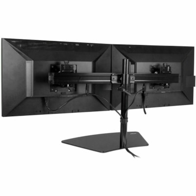 StarTech.com Dual Monitor Stand, Horizontal, For up to 24" (17.6lb/8kg) VESA Monitors, Black, Adjustable Monitor Stand, Steel & Aluminum - Save desk space by mounting two monitors horizontally with this dual monitor stand - Supports VESA monitors up to 24" - Low-profile base sits close to the wall - o monitors horizontally with t his dual monitor sta