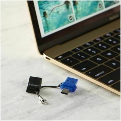 Microban 64GB Store 'n' Go Dual USB 3.2 Gen 1 Flash Drive for USB-C Devices - Blue - 64 GB - USB 3.2 (Gen 1) Type C, USB 3.2 (Gen 1) Type A - Blue - Lifetime Warranty - 1 Each  TRANSFER FILES-NO WI-FI NEEDED ATTACHED LANYARD