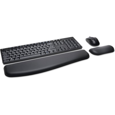 Kensington Pro Fit Wireless Desktop Set - Black - USB Wireless RF 2.40 GHz Keyboard - English (US), International - Black - USB Wireless RF Mouse - Laser - 1000 dpi - Scroll Wheel - Black - Symmetrical - AA, AAA - Compatible with Computer, Notebook for Mac, PC - 1 TBOPT 