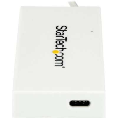 StarTech.com 4 Port USB C Hub with 1x USB-C & 3x USB-A (SuperSpeed 5Gbps) - USB Bus Powered - Portable/Laptop USB 3.0 Type-C Hub - White - Portable 4 Port USB-C hub - USB Type-C laptop to 3 USB-A/1 USB-C - SuperSpeed 5Gbps (USB 3.0/USB 3.1/3.2 Gen 1) - USB bus powered draw up to 15W (3A/5V) total sh B Type-C laptop to 3 USB-A/1 U SB-C - SuperSpeed 5G