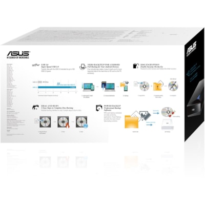 Asus Turbo Drive BW-16D1X-U Blu-ray Writer - External - Black - BD-R/RE Support - 40x CD Read/40x CD Write/24x CD Rewrite - 16x BD Read/16x BD Write/2x BD Rewrite - 16x DVD Read/16x DVD Write/8x DVD Rewrite - Quad-layer Media Supported - USB 3.0  