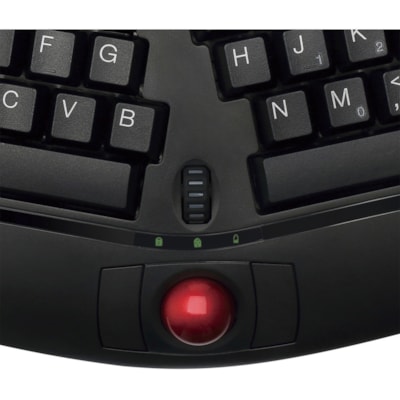 Adesso Tru-Form Media 3150 - 2.4 GHz Wireless Ergo Trackball Keyboard - Wireless Connectivity - RF - 30 ft (9144 mm) - 2.40 GHz - USB 2.0 Interface - 87 Key(s) - 20 Hot Key(s) - On/Off Switch, Connect, Play/Pause, Stop, Previous Track, Next Track, Mute, Volume Up, Volume Down Hot Key(s) - Windows Vi rgo  Mini Trackball Keyboard.  Removeable 1000 tra
