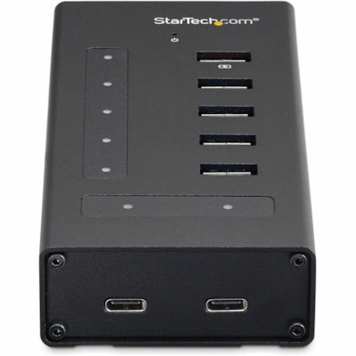 StarTech.com 7 Port USB C Hub - 2x USB-C & 5x USB-A - Mountable Metal USB 3.0 Type-C Hub - 5Gbps USB 3.1/3.2 Gen 1 - Self Powered - BC 1.2 - 7-Port USB-C hub - USB Type-C laptop/desktop to 5 USB-A (1x BC 1.2) and 2 USB-C - SuperSpeed 5Gbps USB 3.1/3.2 Gen 1 - Incl 36W power adapter/USB-C host cable   PERP 