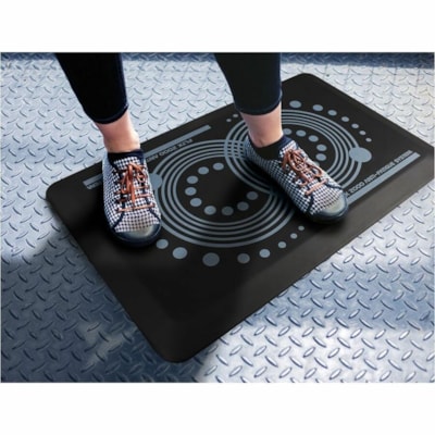 Floortex AFS-TEX® 2000 Black Active Anti-Fatigue Mat - 20" x 32" - 32" (812.80 mm) Length x 20" (508 mm) Width x 0.700" (17.78 mm) Depth x 0.700" (17.78 mm) Thickness - Rectangular - Polyurethane - Black - 1 Each STANDING WORKSTATION MED. USE 7/10 H  40% LESS BODY PRESSURE