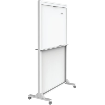 Quartet Motion Dual-Track Mobile Magnetic Dry-Erase Easel - 40" (1016 mm) Width x 68" (1727.20 mm) Height - White Painted Steel Surface - White Aluminum, Aluminum Frame - Rectangle - Horizontal - Magnetic - Assembly Required - 1 Each MAGNETIC QUARTET  DUAL TRACK