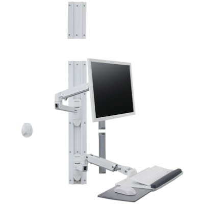 Ergotron Wall Mount Track for Keyboard, LCD Monitor, Mouse - White - 1 Display(s) Supported - 32" Screen Support - 30 lb (13607.77 g) Load Capacity - 75 x 75, 100 x 100 unt System without CPU Holder (white)