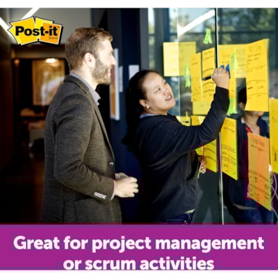Post-it® - Feuillet adhésif Super Sticky - largeur de drapeau/note 10 63/64 po (279 mm) x longueur de drapeau/note 10 63/64 po (279 mm) - Carré - 30 Feuilles par bloc - Jaune canari - 1 chaque SUPER COLLANT  JAUNE ÉCLATANT 