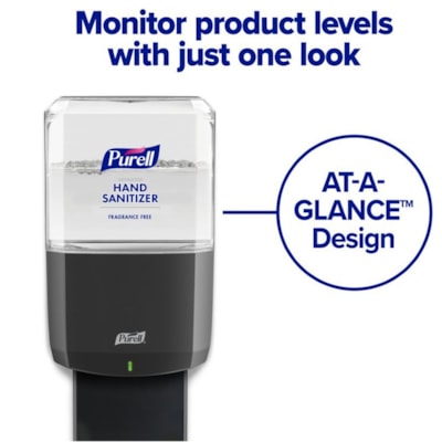 PURELL® - ES6 Distributeur d'antiseptique pour les mains - Automatique - 1,20 L Capacité - Support 4 x C Batterie - Mécanisme de verrouillage, Résistants, Fixation Murale, Sans contact - Graphite - 1 chaque DISTRIBUTEUR DE GRAPHITE TACTI 