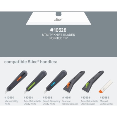 Slice Pointed Tip Ceramic Utility Blades - 2.60" (66.04 mm) Length - Pointed Tip, Non-conductive, Non-magnetic, Reversible, Retractable, Rust Resistant, Non-sparking - Zirconium Oxide - White - 3 / Pack COMPATIBLE W/2110550&2110554 