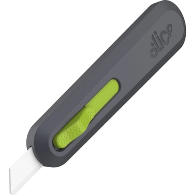 Slice Auto Retract Utility Knife - Ceramic Blade - 0.90" (22.86 mm) Height x 1.40" (35.56 mm) Width x 6.10" (154.94 mm) Length - Retractable, Non-sparking, Non-conductive, Rust-free Blade, Durable, Ambidextrous, Comfortable - Glass-filled Nylon, Stainless Steel, Zirconia, Carbon Steel - Gray, Green  AUTO-RECTRACTABLE 